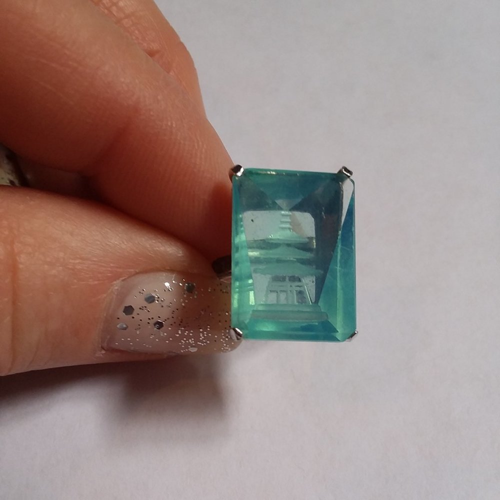 Rare Stamped Silver Translucent Light Blue Lucky E